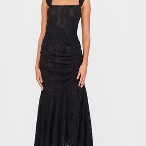 PrettyLittleThing Black Lace Maxi Dress